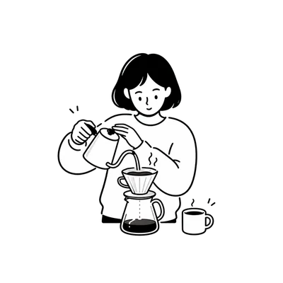 A pour-over in progress — Hoblio's coffee shelf