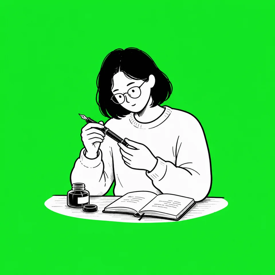 A fountain pen resting on a notebook — Hoblio's fountain pen shelf