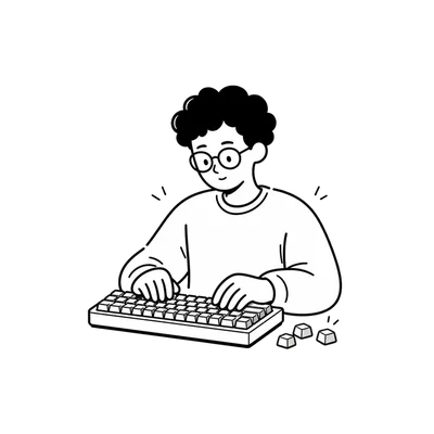 A custom mechanical keyboard with aftermarket keycaps — Hoblio's keyboard shelf